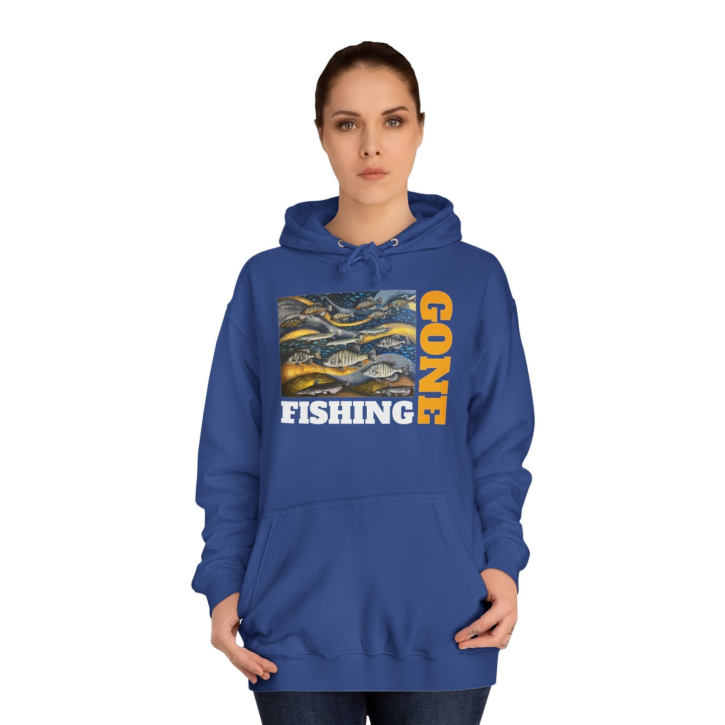 Unisex College Hoodie, Gone Fishing, FrediFreds Home Collection