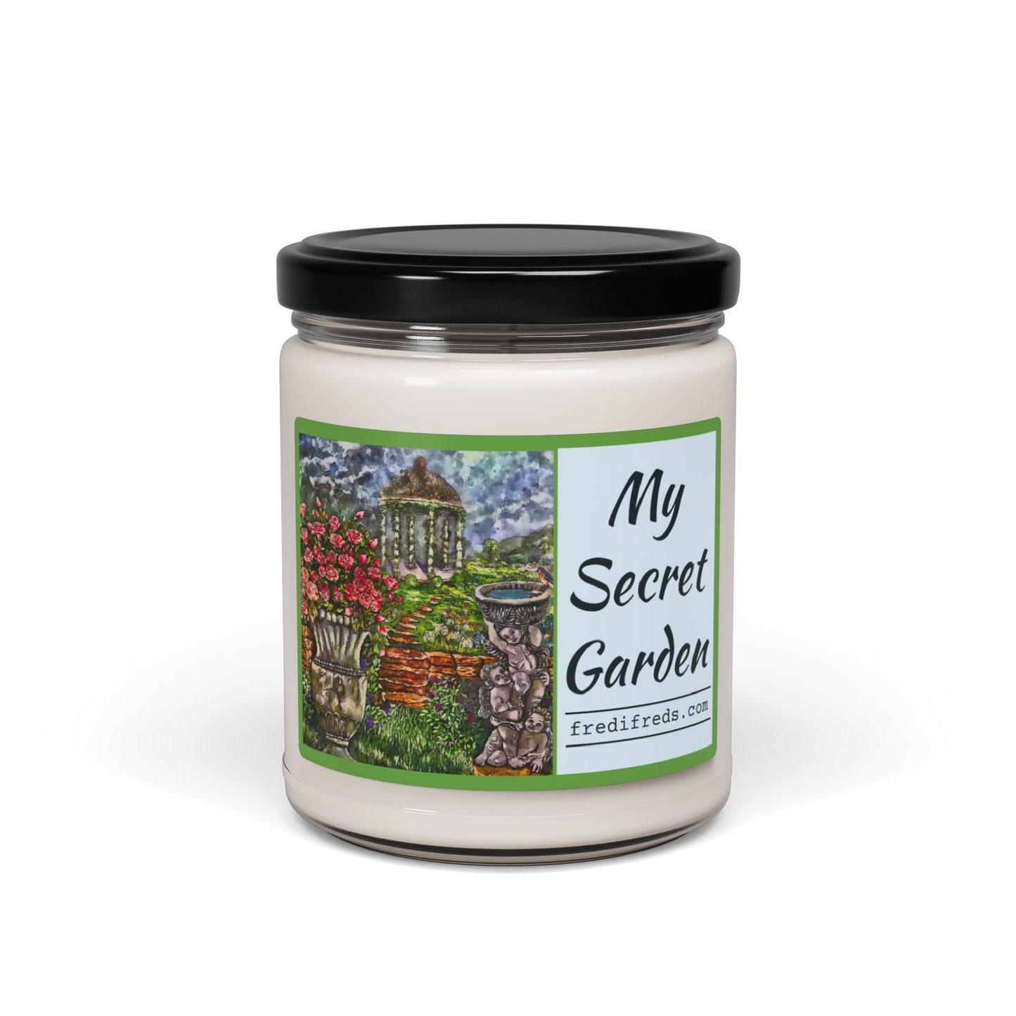 Scented Soy Candle, 9oz, Flowers, Art, My Secret Garden, FrediFreds Home Collection