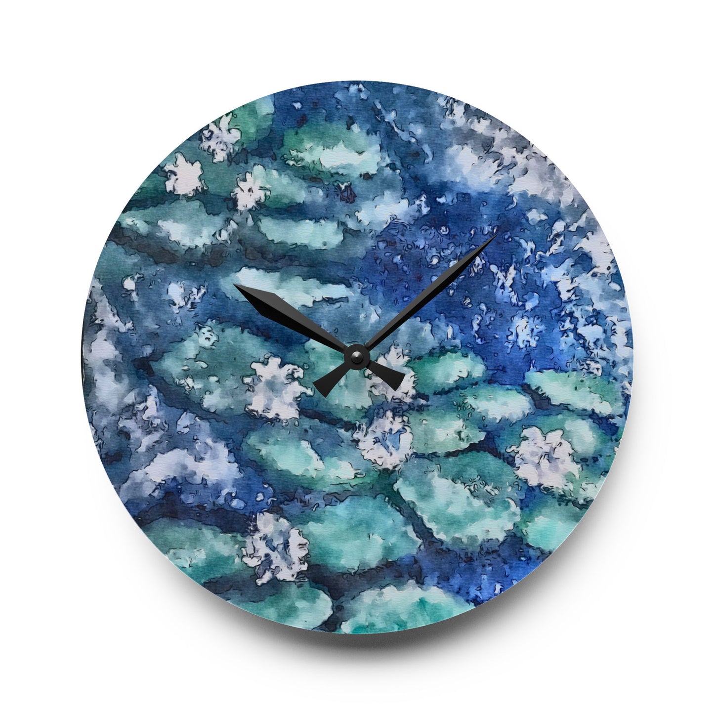 Acrylic Wall Clock, Water Lilies, FrediFreds Home Collection