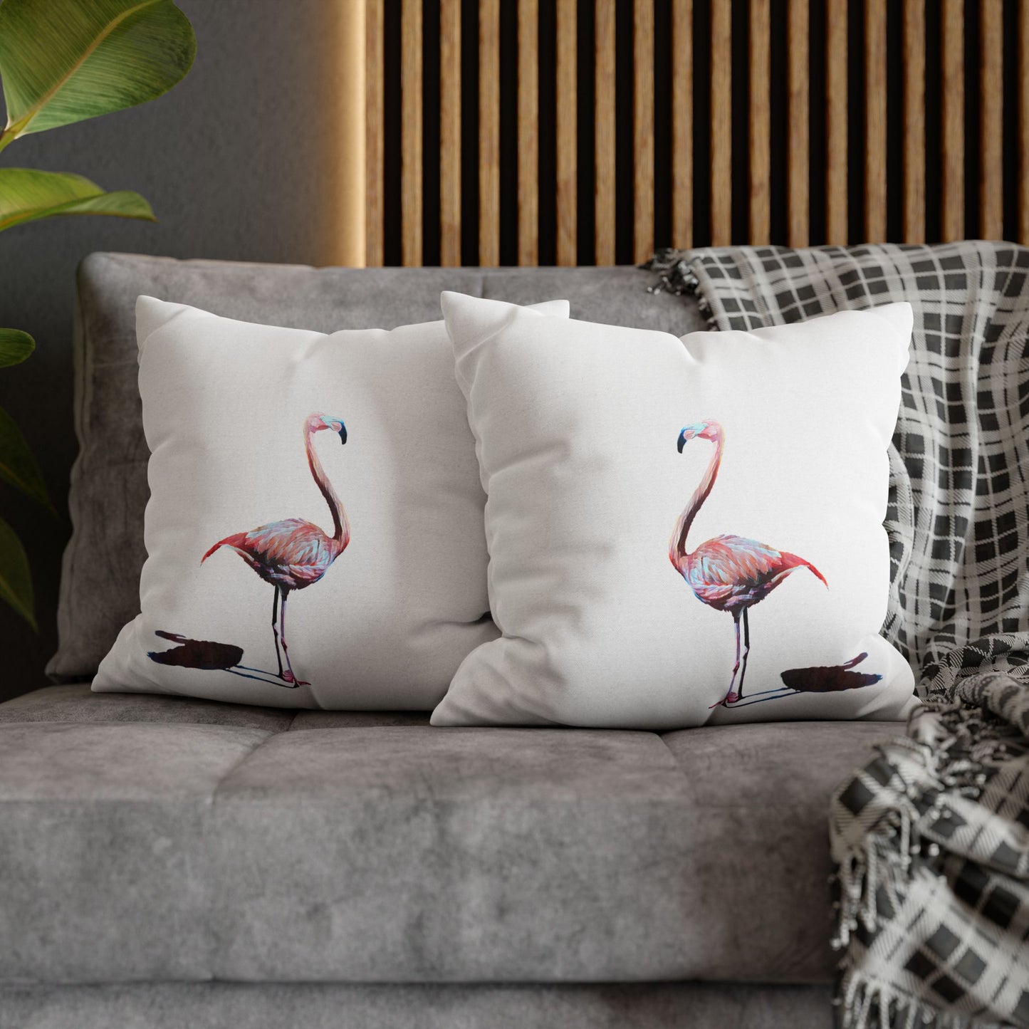 Spun Polyester Square Pillowcase, Flamingo, Beachwalker Club Collection