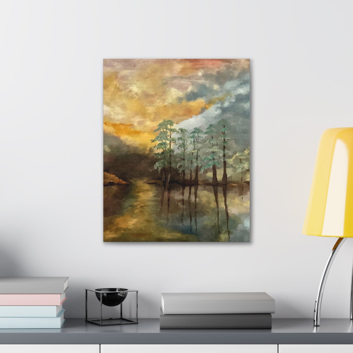 Canvas Gallery Wraps, Moon Lake Watercolor, FrediFreds Home Collection