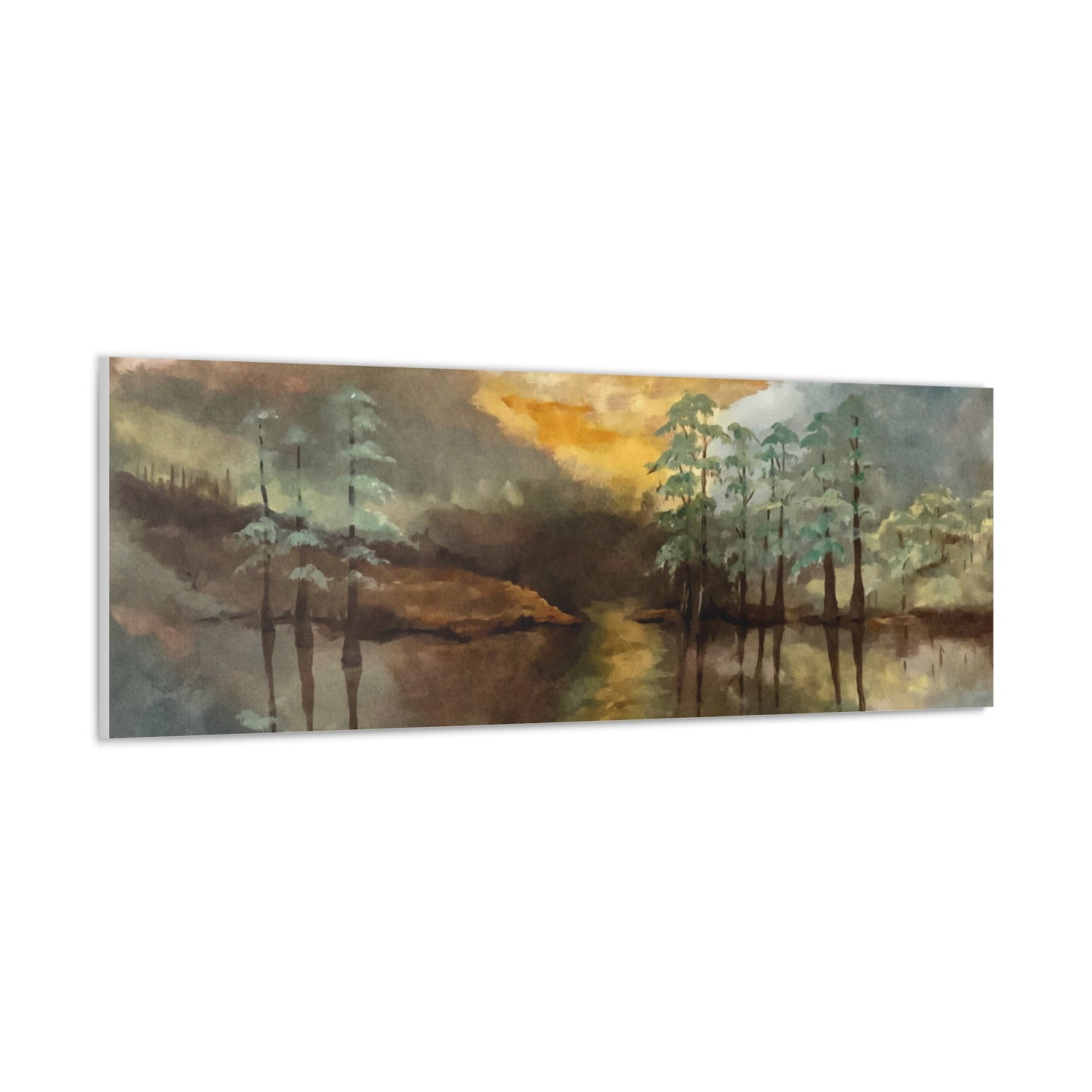 Canvas Gallery Wraps, Moon Lake Watercolor, FrediFreds Home Collection