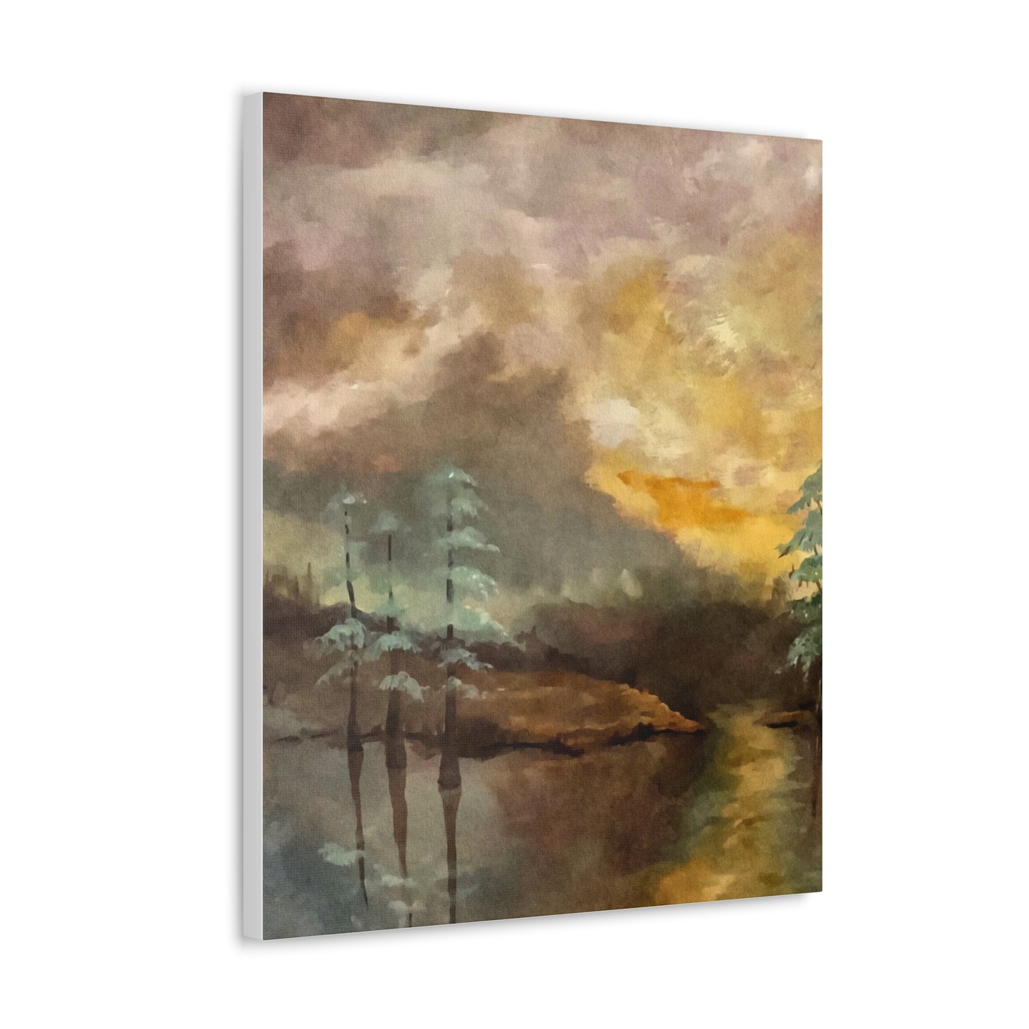 Canvas Gallery Wraps, Moon Lake Watercolor, FrediFreds Home Collection