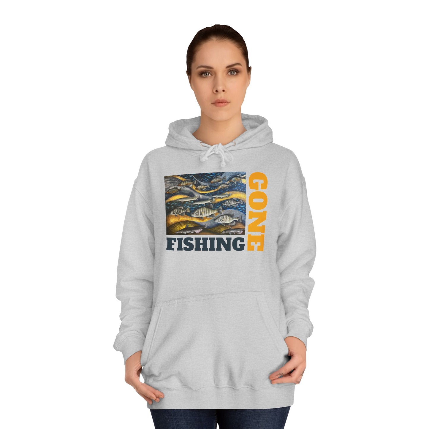 Unisex College Hoodie, Gone Fishing, FrediFreds Home Collection