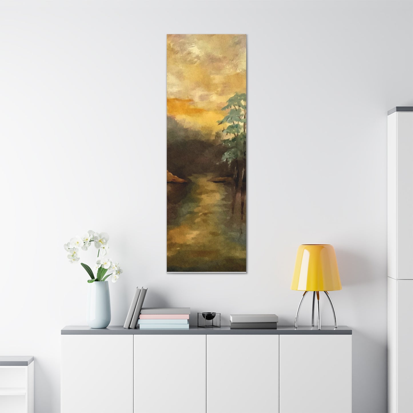 Canvas Gallery Wraps, Moon Lake Watercolor, FrediFreds Home Collection