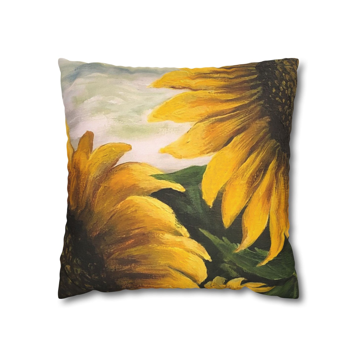 Spun Polyester Square Pillowcase, Sunflowers