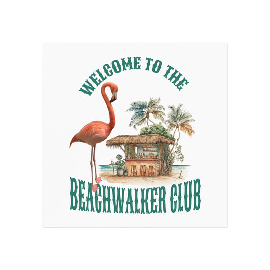 Square Magnet, Printed Design, "Beachwalker Club"