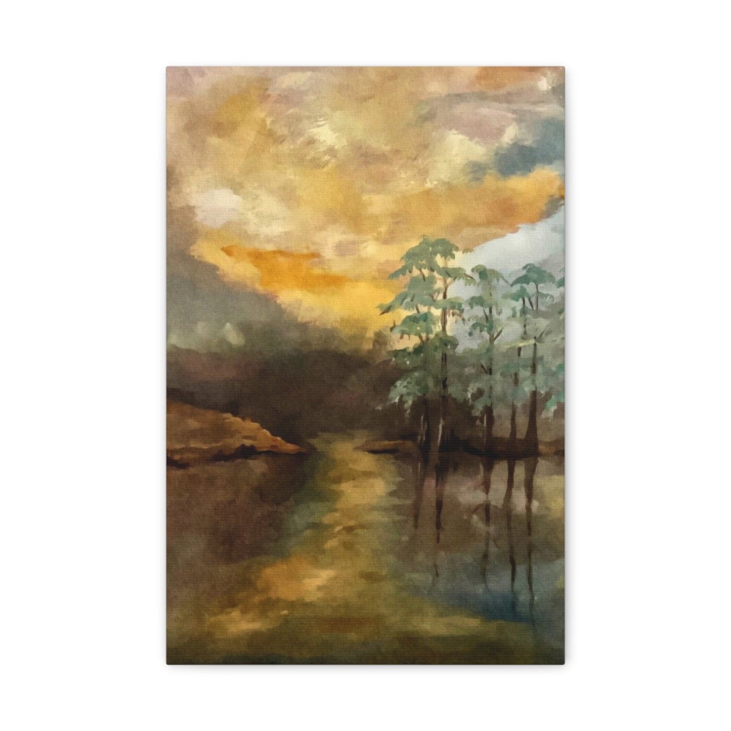 Canvas Gallery Wraps, Moon Lake Watercolor, FrediFreds Home Collection