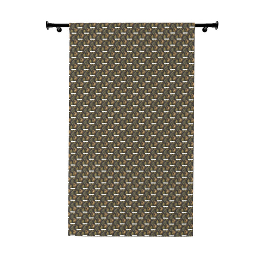 Window Curtains (1 Piece), (all over print grid), Pear Delight, FrediFreds Home Collection