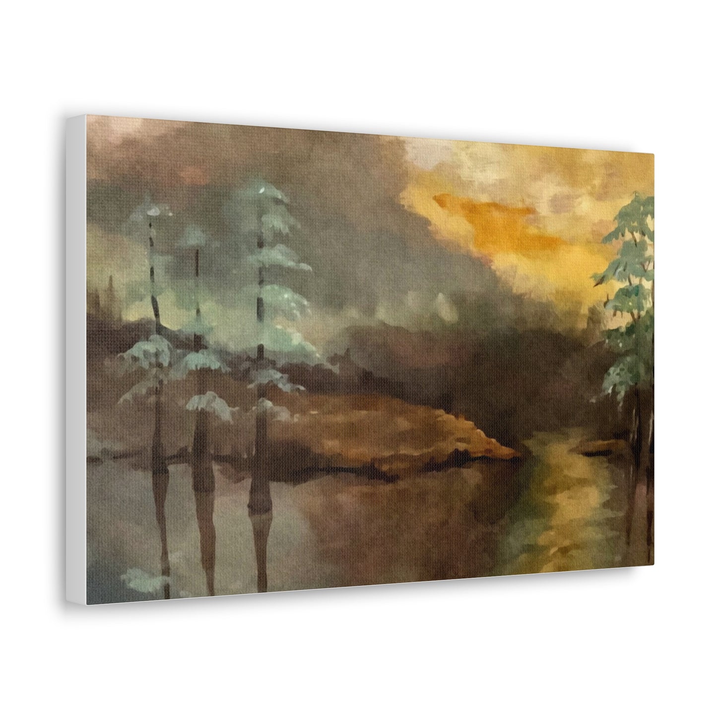 Canvas Gallery Wraps, Moon Lake Watercolor, FrediFreds Home Collection