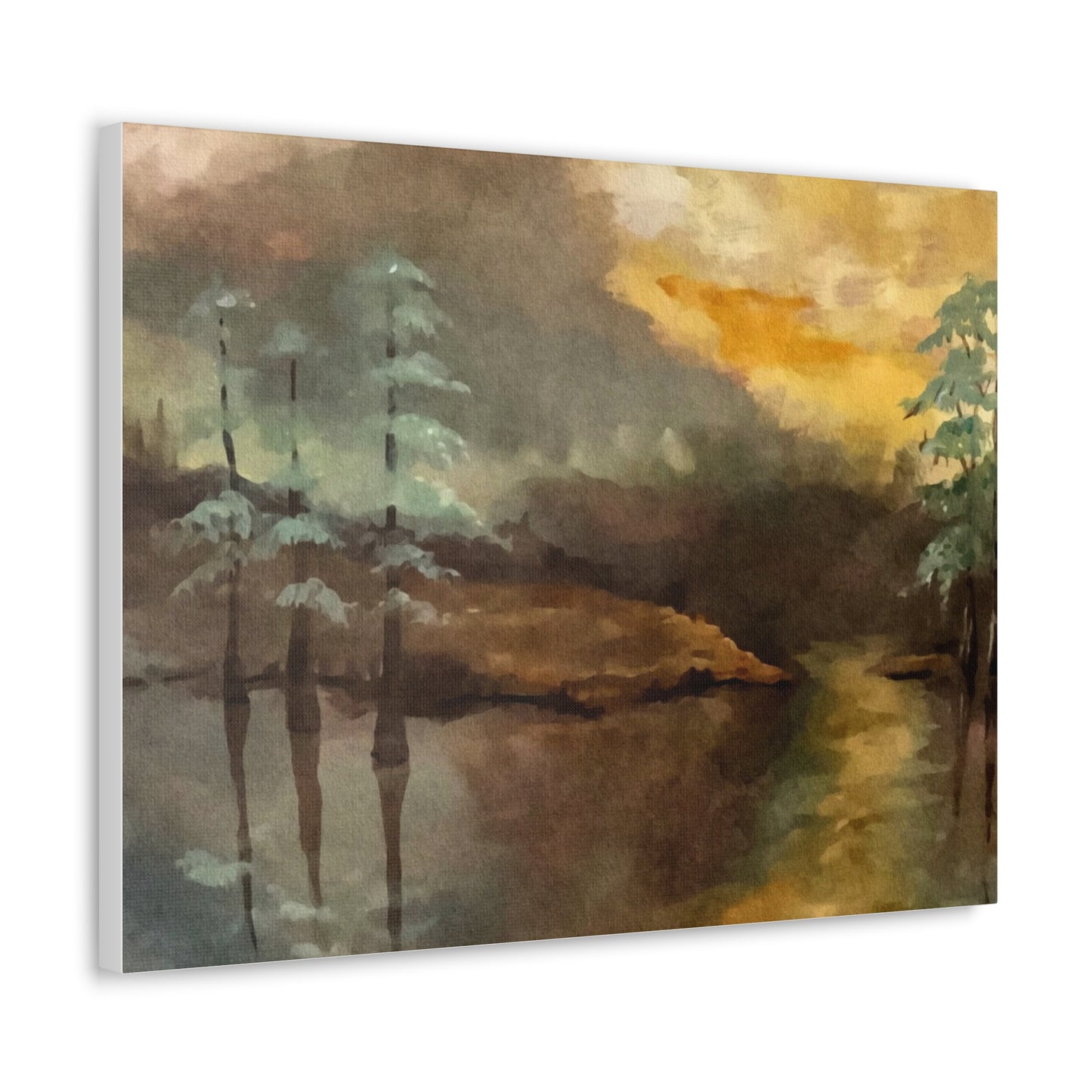 Canvas Gallery Wraps, Moon Lake Watercolor, FrediFreds Home Collection