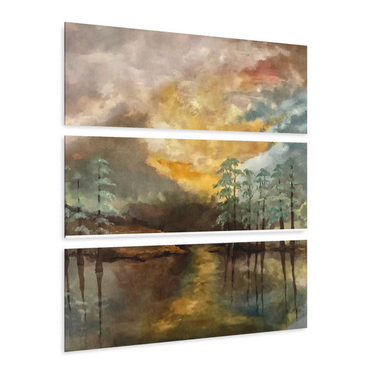 Acrylic Prints (Triptych), Moon Lake, Abstract Artwork 3 Panels, Vertical & Horizontal Views, FrediFreds Home Collection