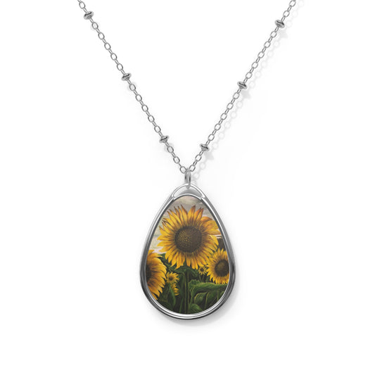 Oval Necklace, Sunflowers