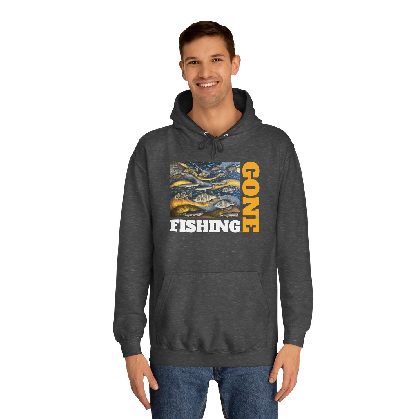 Unisex College Hoodie, Gone Fishing, FrediFreds Home Collection