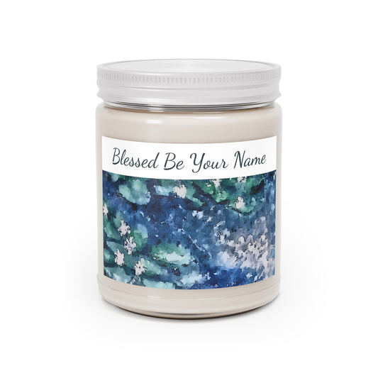 Scented Candles, 9oz, Water Lilies, Blessed Be Your Name, FrediFreds Home Collections