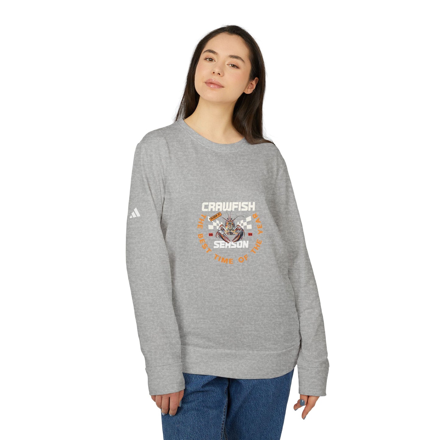 adidas Unisex Fleece Crewneck Sweatshirt, Clock It Crawfish Season, Life on the Bayou Collection