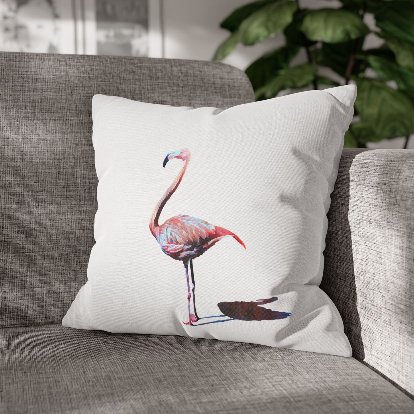 Spun Polyester Square Pillowcase, Flamingo, Beachwalker Club Collection