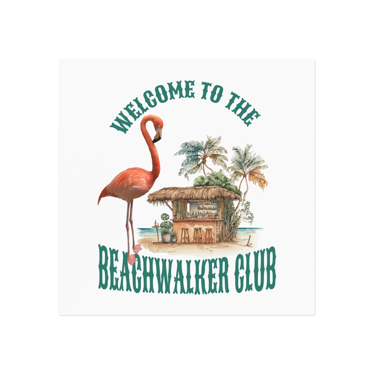 Square Magnet, Printed Design, "Beachwalker Club"