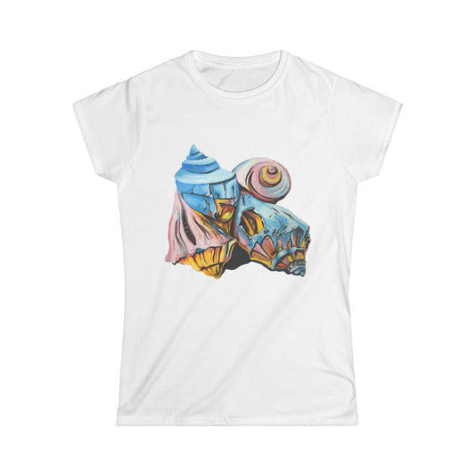 Women's Softstyle Tee, Beach Theme, Seashells