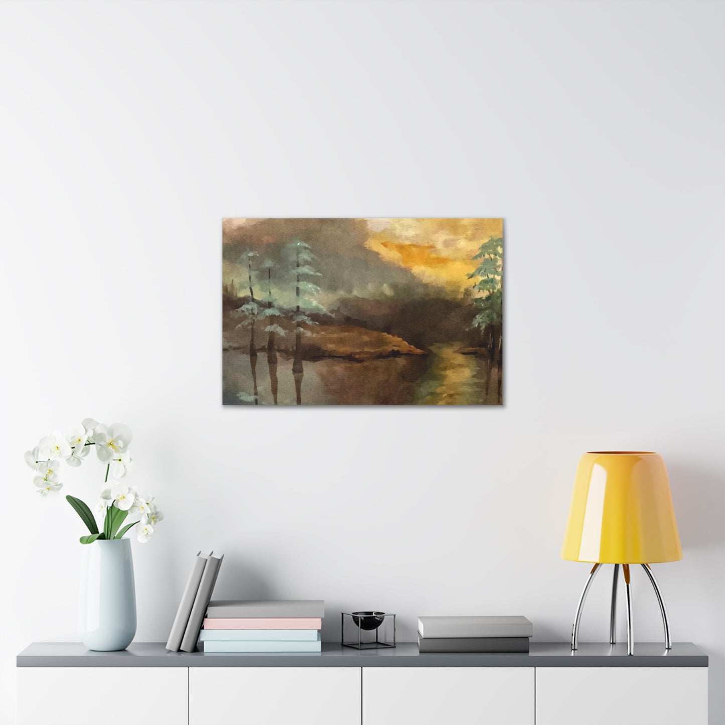 Canvas Gallery Wraps, Moon Lake Watercolor, FrediFreds Home Collection