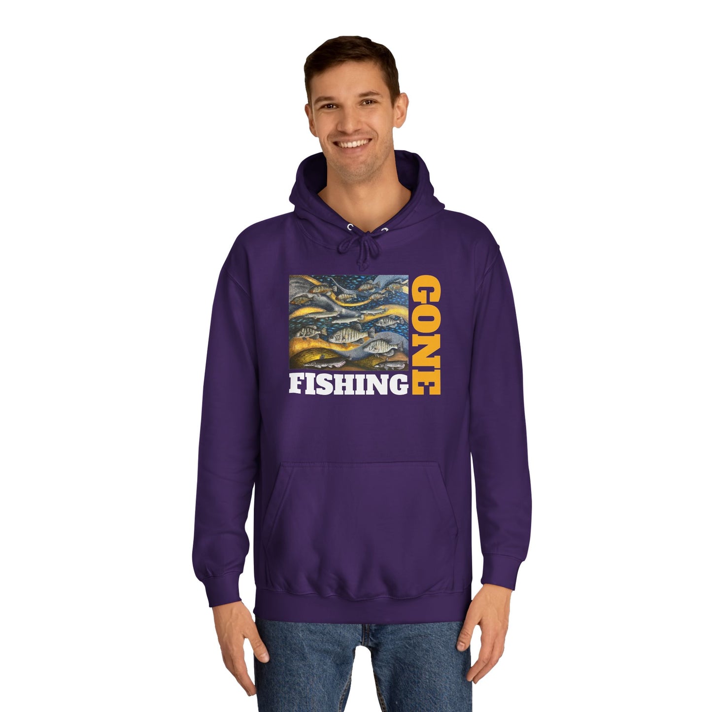 Unisex College Hoodie, Gone Fishing, FrediFreds Home Collection