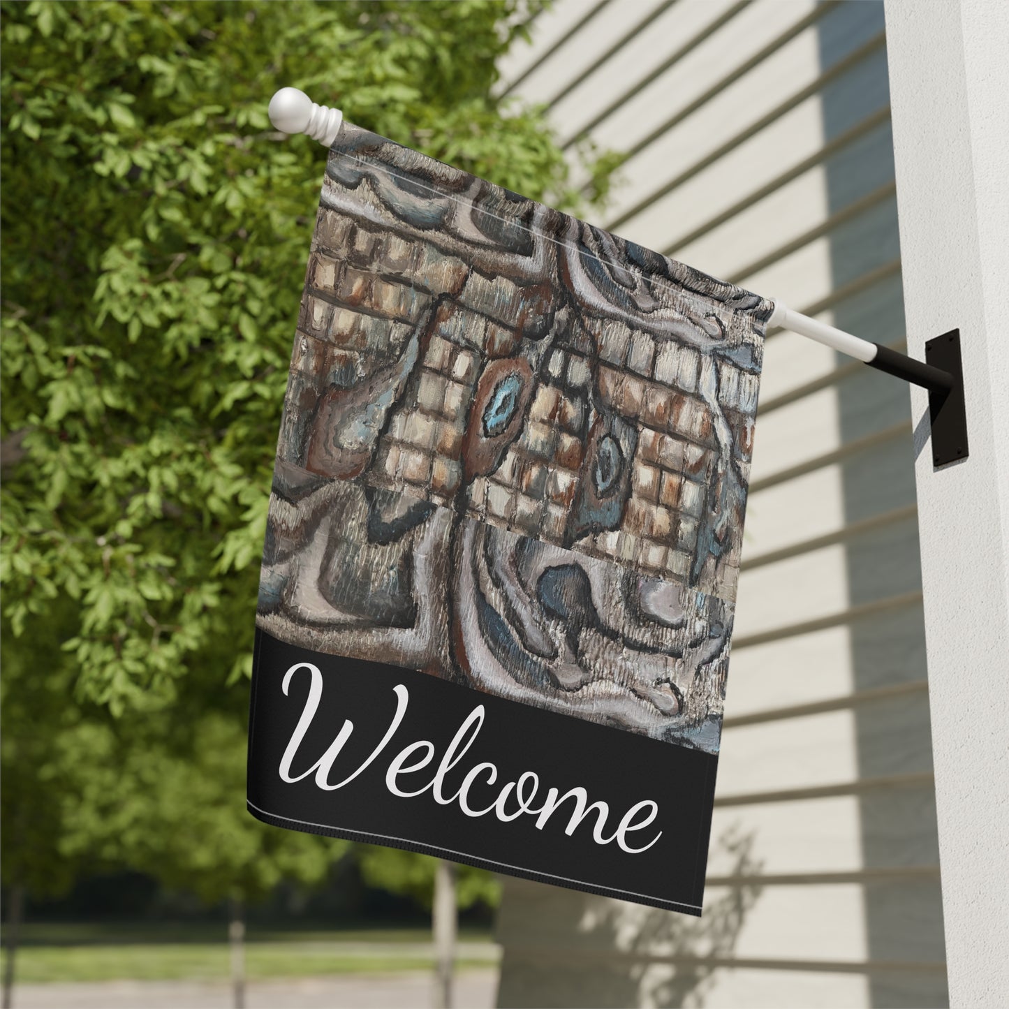 Garden & House Banner, Welcome, Abstract Oyster Shell, FrediFreds Home Collection